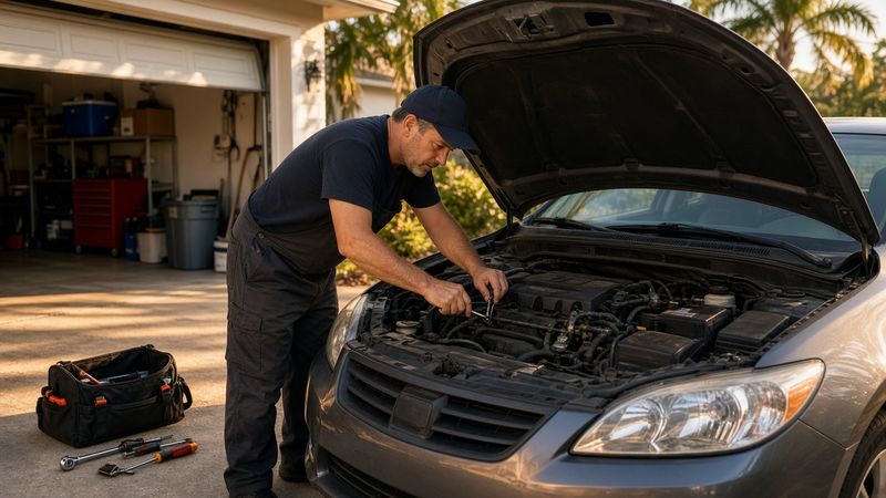 Auto mechanic at work